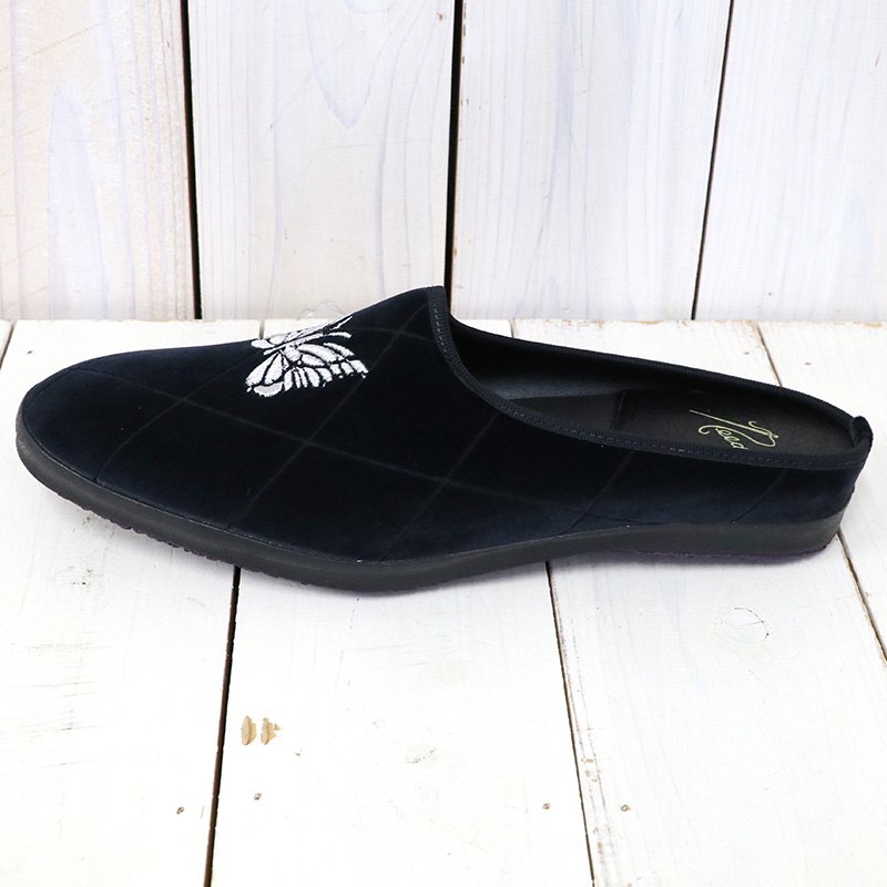 Needles『Papillon Emb. Mule-Pe/C Velvet/Opal Finished』(Navy)