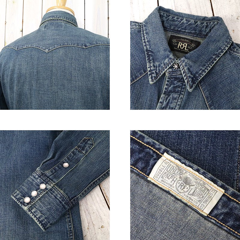 Double RL : INDIGO BUFFALO WESTERN SHIRT (DARK WASH)