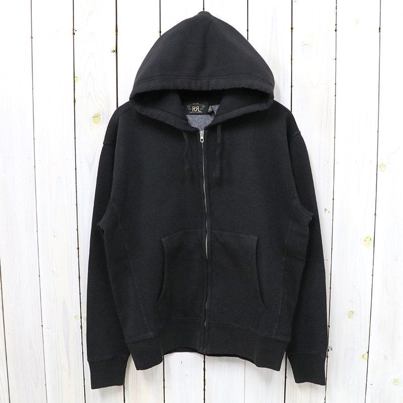 Double RL : GARMENT-DYED FLEECE HOODIE (NIGHT TRADER BLACK)