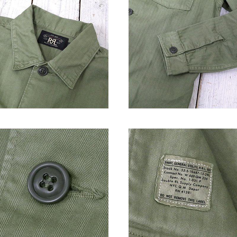 Double RL : HERRINGBONE TWILL SHIRT (MILITARY OLIVE)