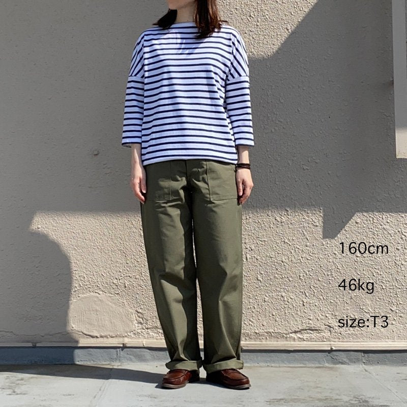 SAINT JAMES : 五分袖ドロップショルダー (NEIGE/MARINE)