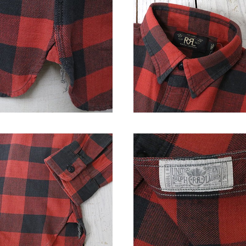 Double RL : PLAID TWILL WORK SHIRT (RL 105 RED BLACK)