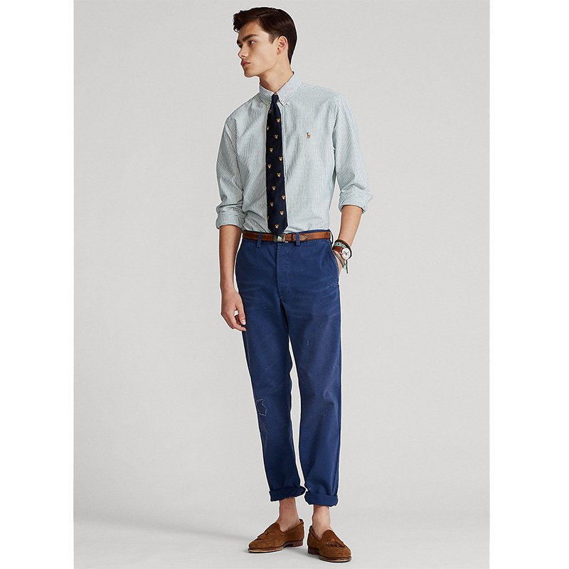 POLO RALPH LAUREN『カスタムフィット ストライプド オックスフォードシャツ』(BLUE)