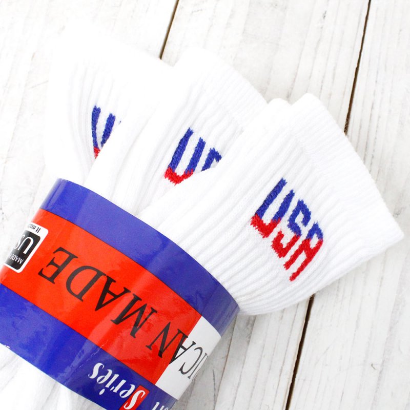 AWS : USA CREW 3P SOCKS (WHITE)