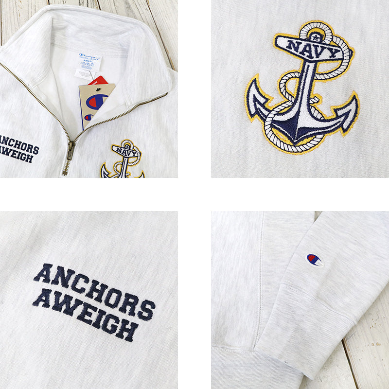 Champion : NAVY CHAMPION ANCHOR REVERSE WEAVE 1/4 ZIP (GREY)