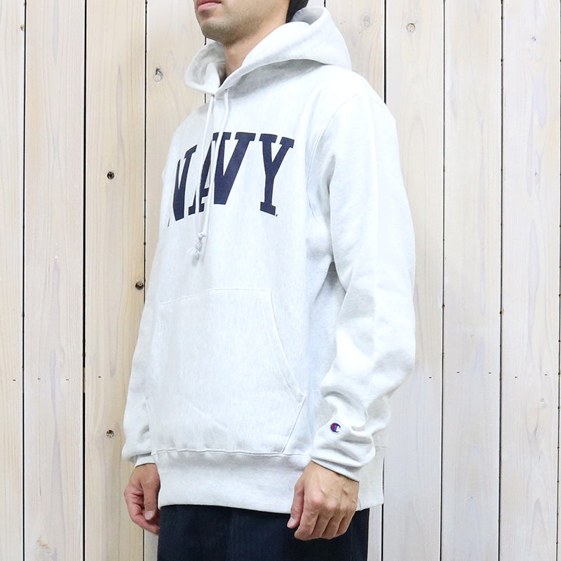 Champion : NAVY MIDSHIPMEN CHAMPION TEAM ARCH REVERSE WEAVE PULLOVER HOODIE (HEATHER GREY)
