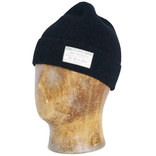 Double RL : INDIGO DYED COTTON WATCH CAP (BLACK INDIGO)