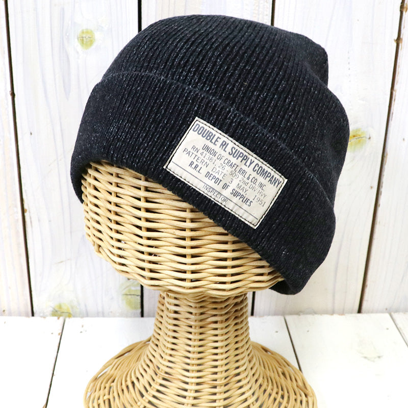 Double RL : INDIGO DYED COTTON WATCH CAP (BLACK INDIGO)