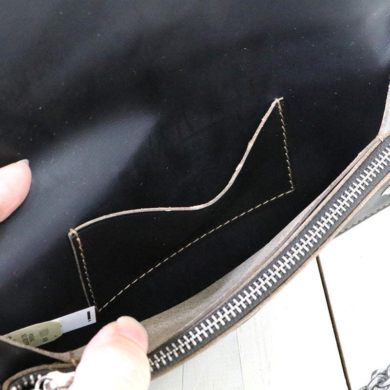 Double RL : LEATHER CHAIN WALLET (BLACK)