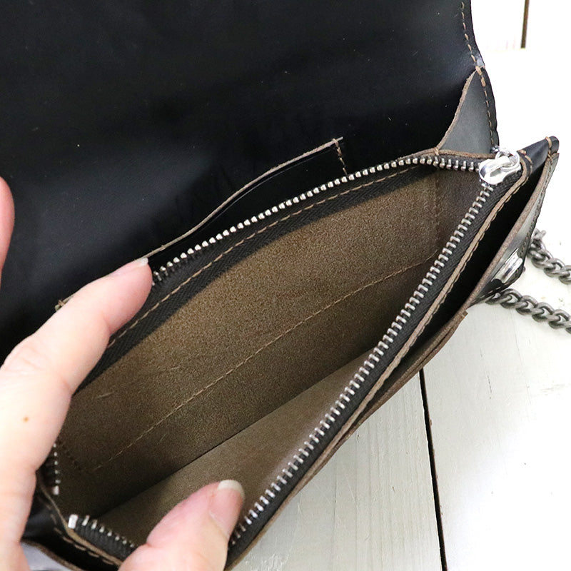 Double RL : LEATHER CHAIN WALLET (BLACK)