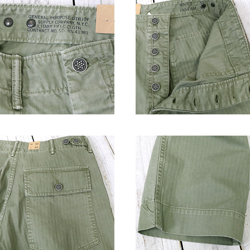 Double RL : COTTON HERRINGBONE PANT (GREEN)