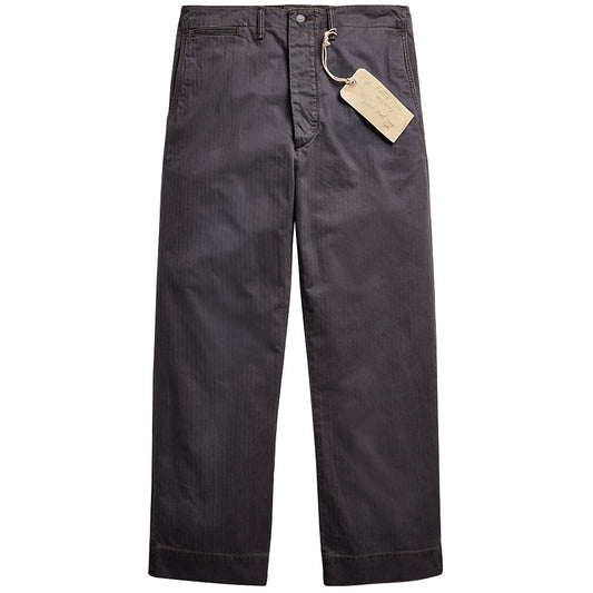 Double RL : GARMENT DYE HERRINGBONE FIELD PANT (BLACK)