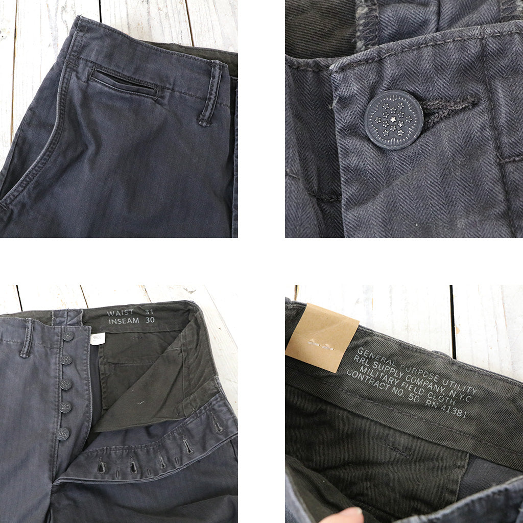 Double RL : GARMENT DYE HERRINGBONE  FIELD PANT (BLACK)
