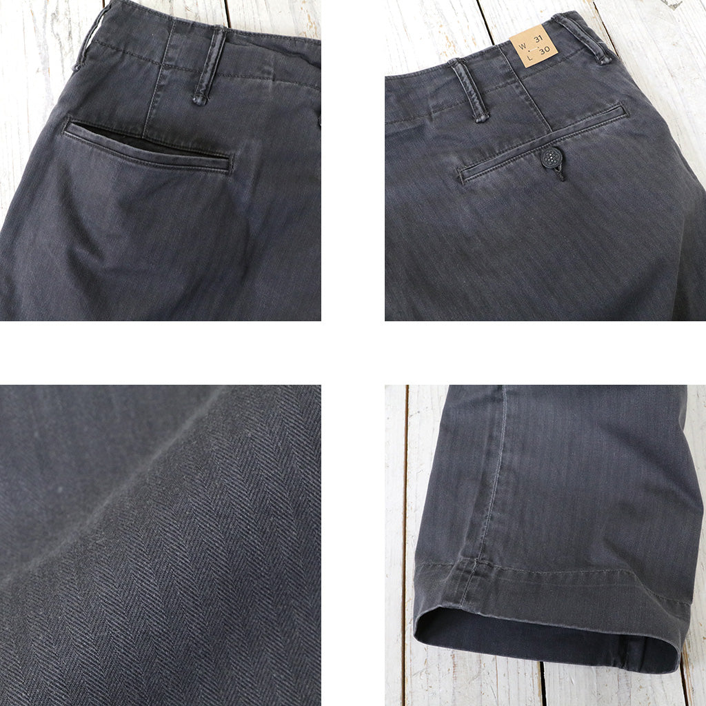 Double RL : GARMENT DYE HERRINGBONE  FIELD PANT (BLACK)