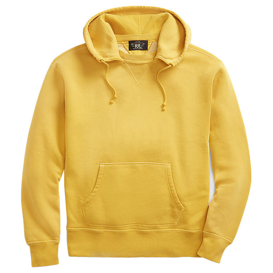 Double RL : GARMENT-DYE FLEECE HOODIE (GOLD)