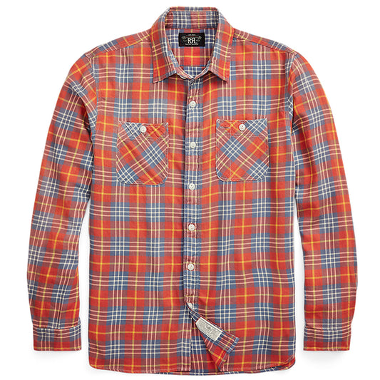 【SALE40%OFF】Double RL『PLAID TWILL WORKSHIRT』(RED)