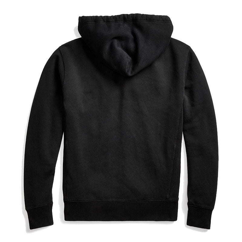 Double RL : GARMENT-DYED FLEECE HOODIE (NIGHT TRADER BLACK)
