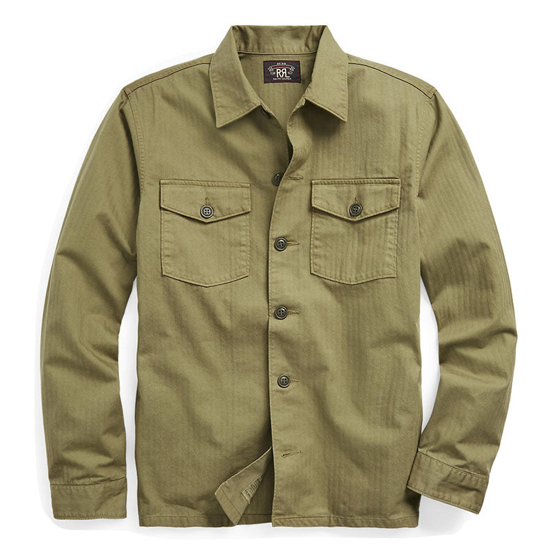 Double RL : HERRINGBONE TWILL SHIRT (MILITARY OLIVE) – Reggieshop
