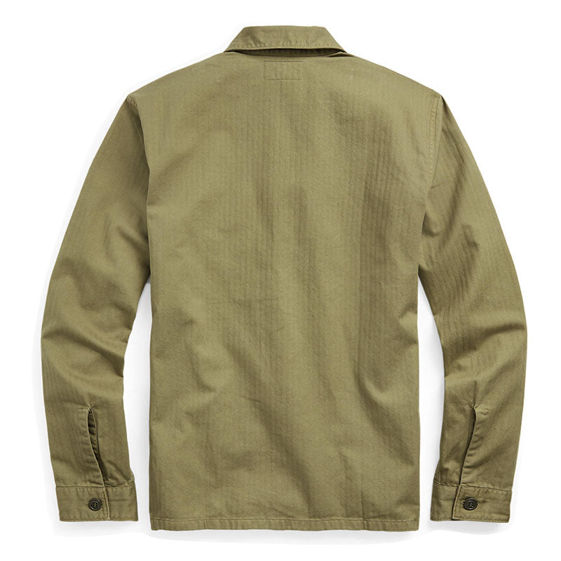 Double RL : HERRINGBONE TWILL SHIRT (MILITARY OLIVE)