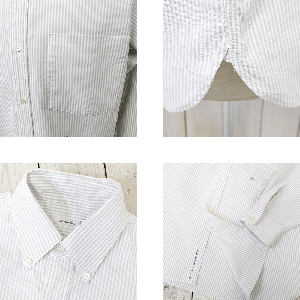 nanamica『Button Down Stripe Wind Shirt』(Taupe)