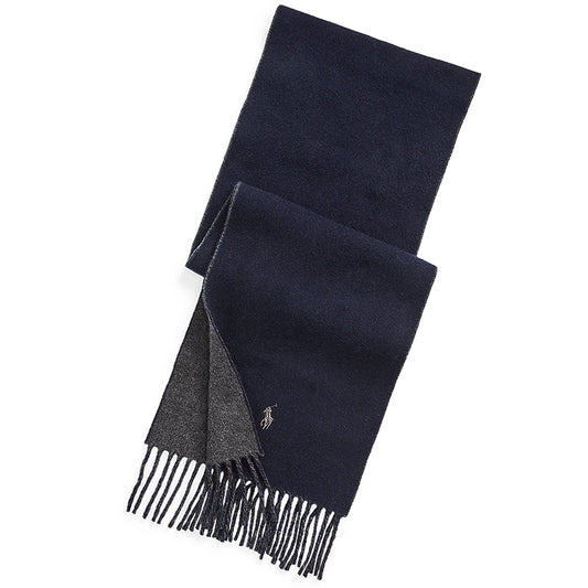 POLO RALPH LAUREN『リバーシブル ウールブレンド スカーフ』(NAVY/GRAY)