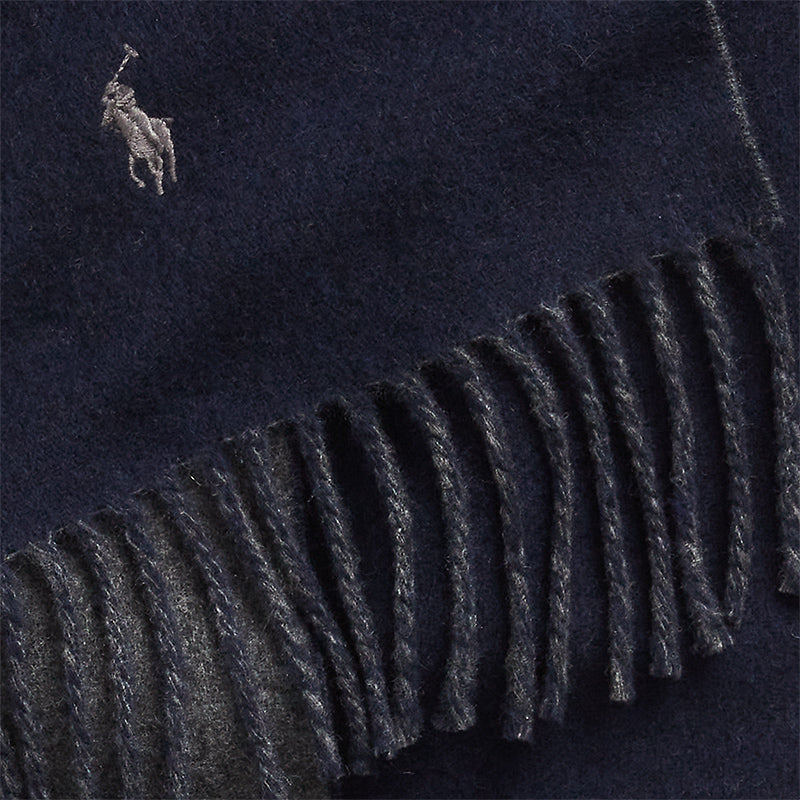 POLO RALPH LAUREN『リバーシブル ウールブレンド スカーフ』(NAVY/GRAY)
