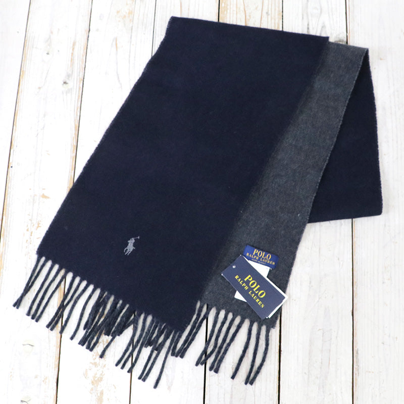 POLO RALPH LAUREN『リバーシブル ウールブレンド スカーフ』(NAVY/GRAY)