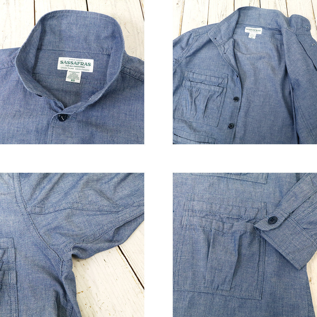 SASSAFRAS『OVERGROWN FATIGUE HALF(5oz CHAMBRAY)』(BLUE)