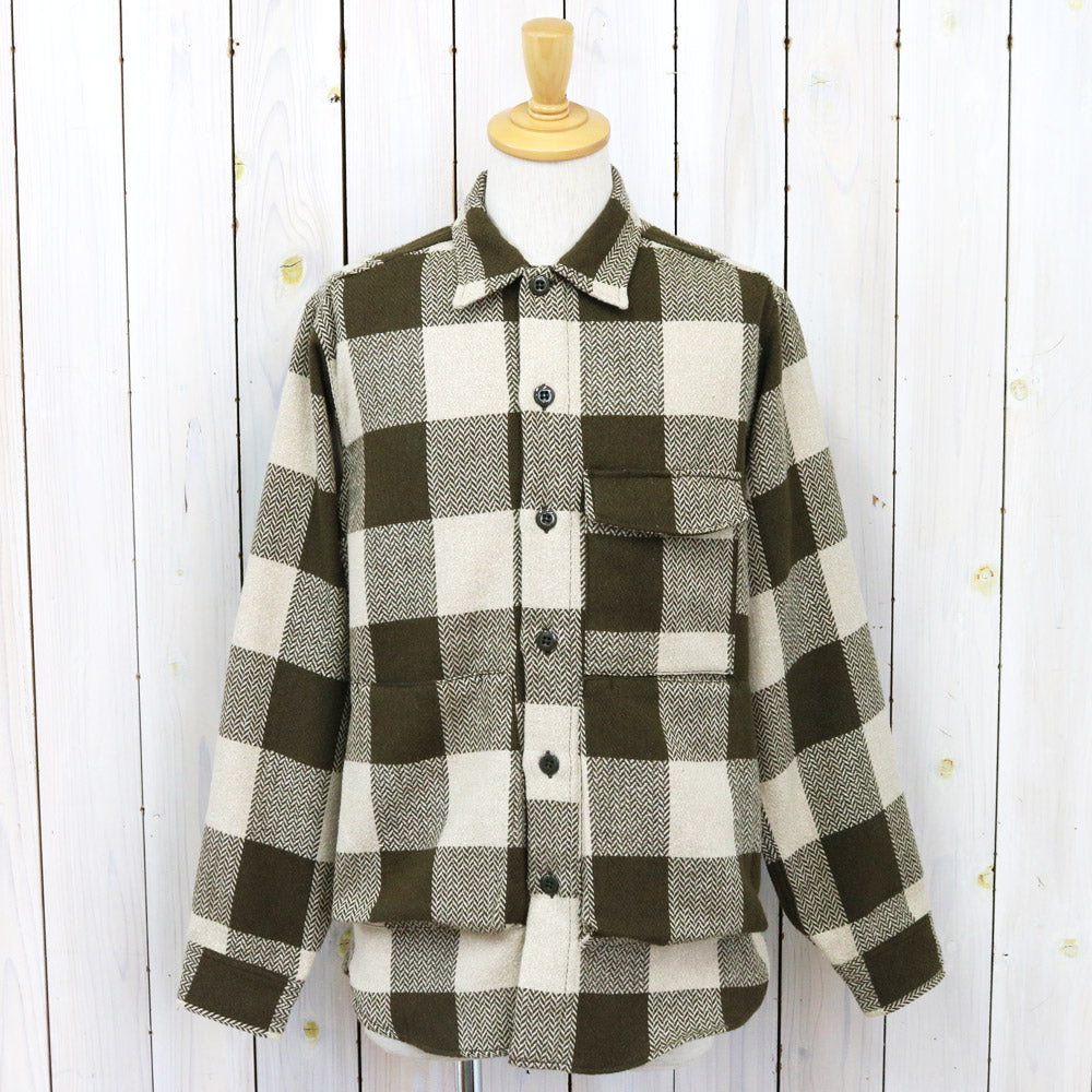 SASSAFRAS『DIGS CREW HALF(WOOLLY HERRINGBONE CHECK)』(OLIVE)