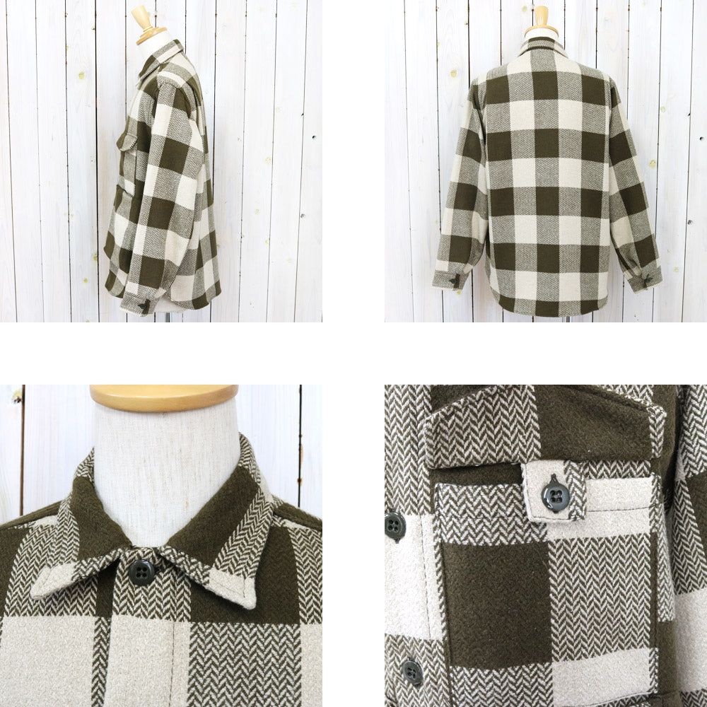 SASSAFRAS『DIGS CREW HALF(WOOLLY HERRINGBONE CHECK)』(OLIVE)