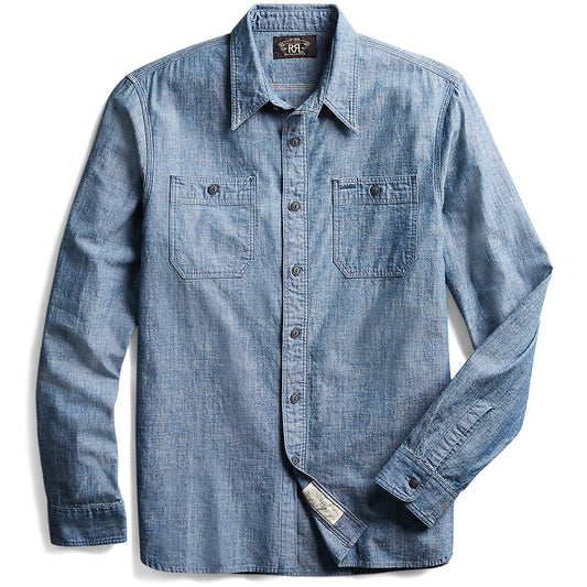 Double RL : INDIGO CHAMBRAY WORK SHIRT (RINSE)